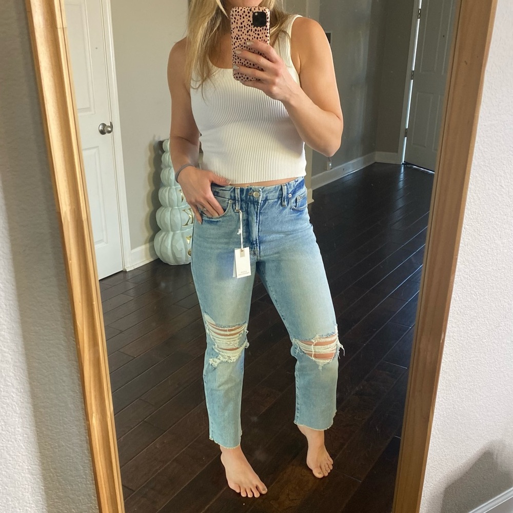 Stylish Light Blue Distressed Jeans